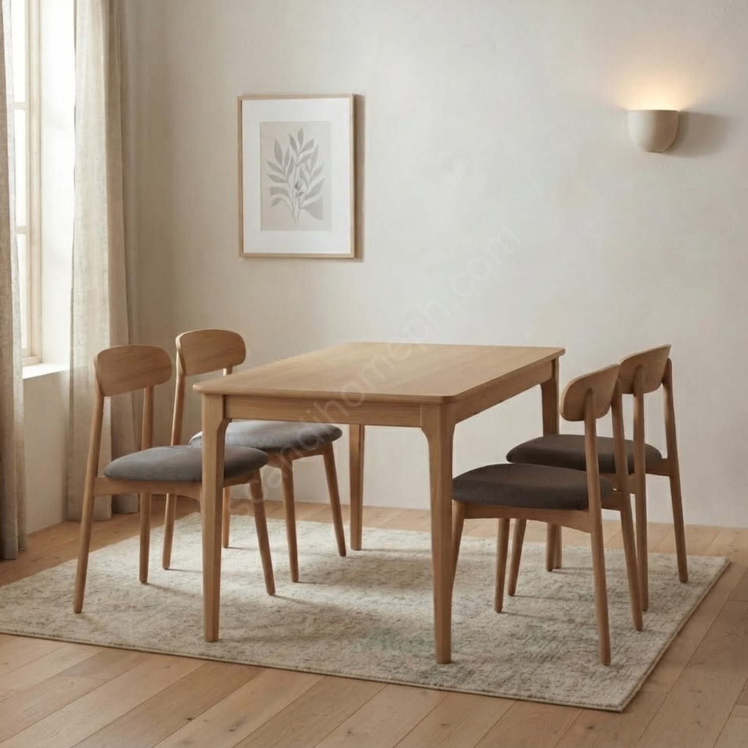 Chochin 4 seater with Nitori Chairs Natural