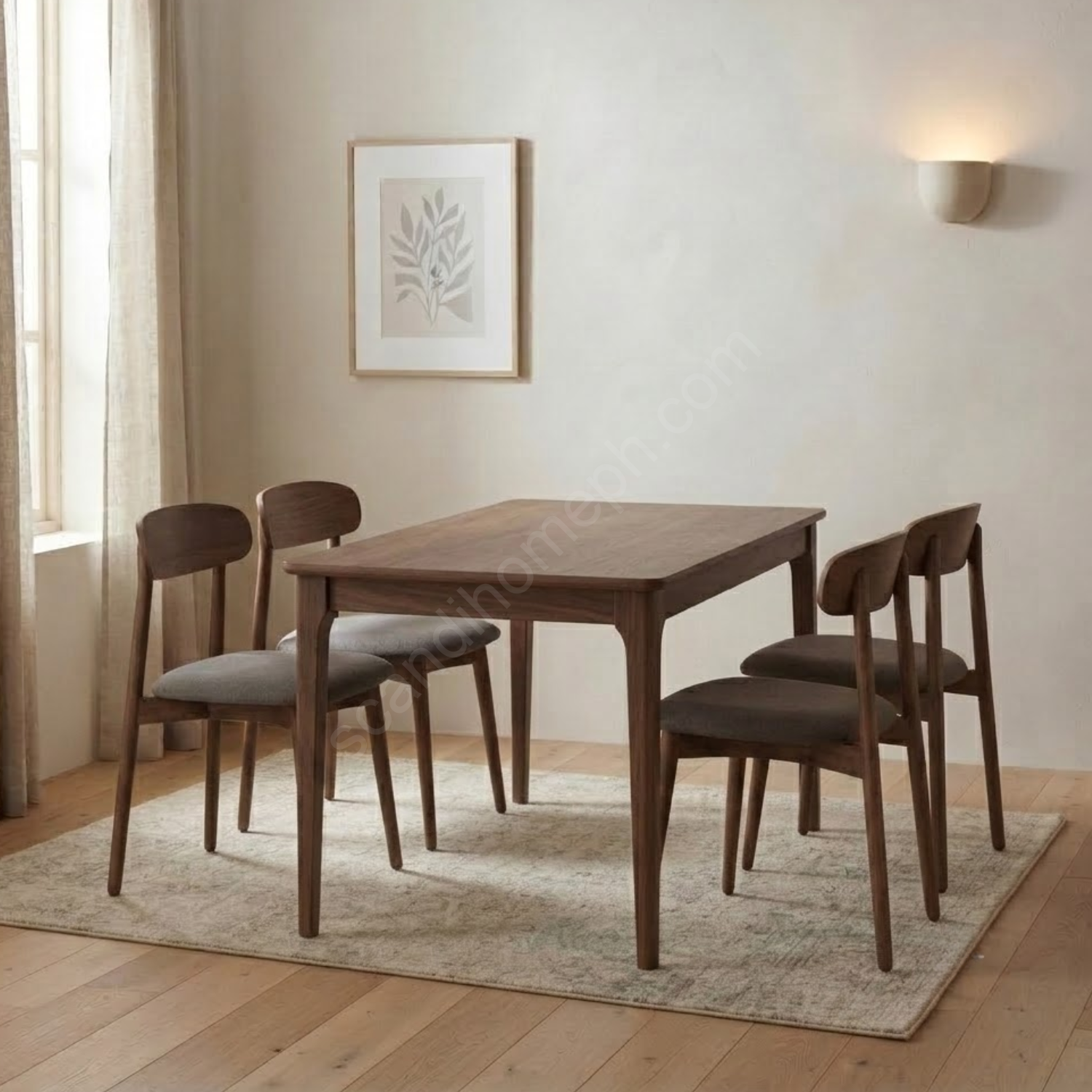 Chochin 4 seater with Nitori Chairs Walnut