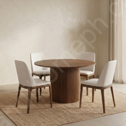 Fluted Dining 4 seater with Jane Chairs Walnut
