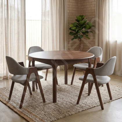 Jasmin 4 seater with Curve Chair Walnut