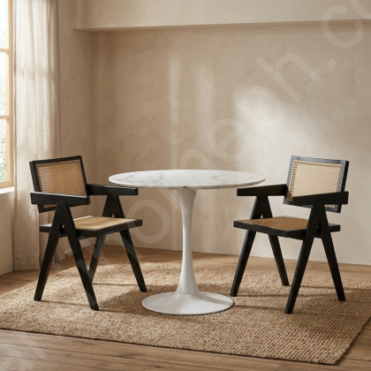 Tulip 2 seater with Solihiya Cane Chair Black